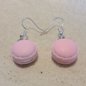 Handcrafted Pink Macaron Dangle Earrings NEW Ladies/Girls Lightweight Outdoors